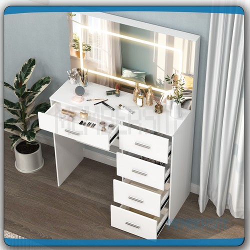 White makeup vanity - makeup, table