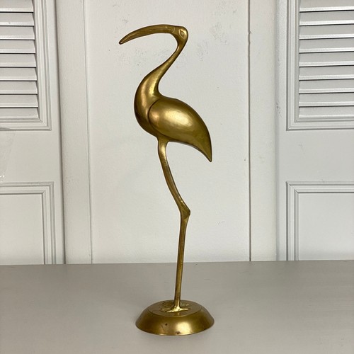 Vtg solid brass crane heron - vtg,