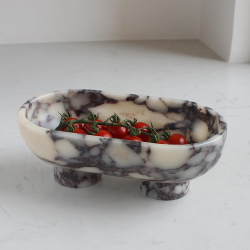 Oval natural marble fruit bowl - oval,